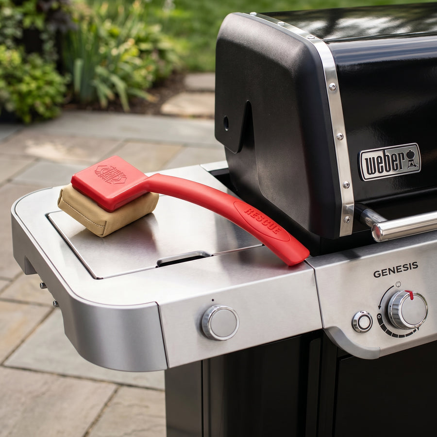 Grill Rescue brush on Weber grill